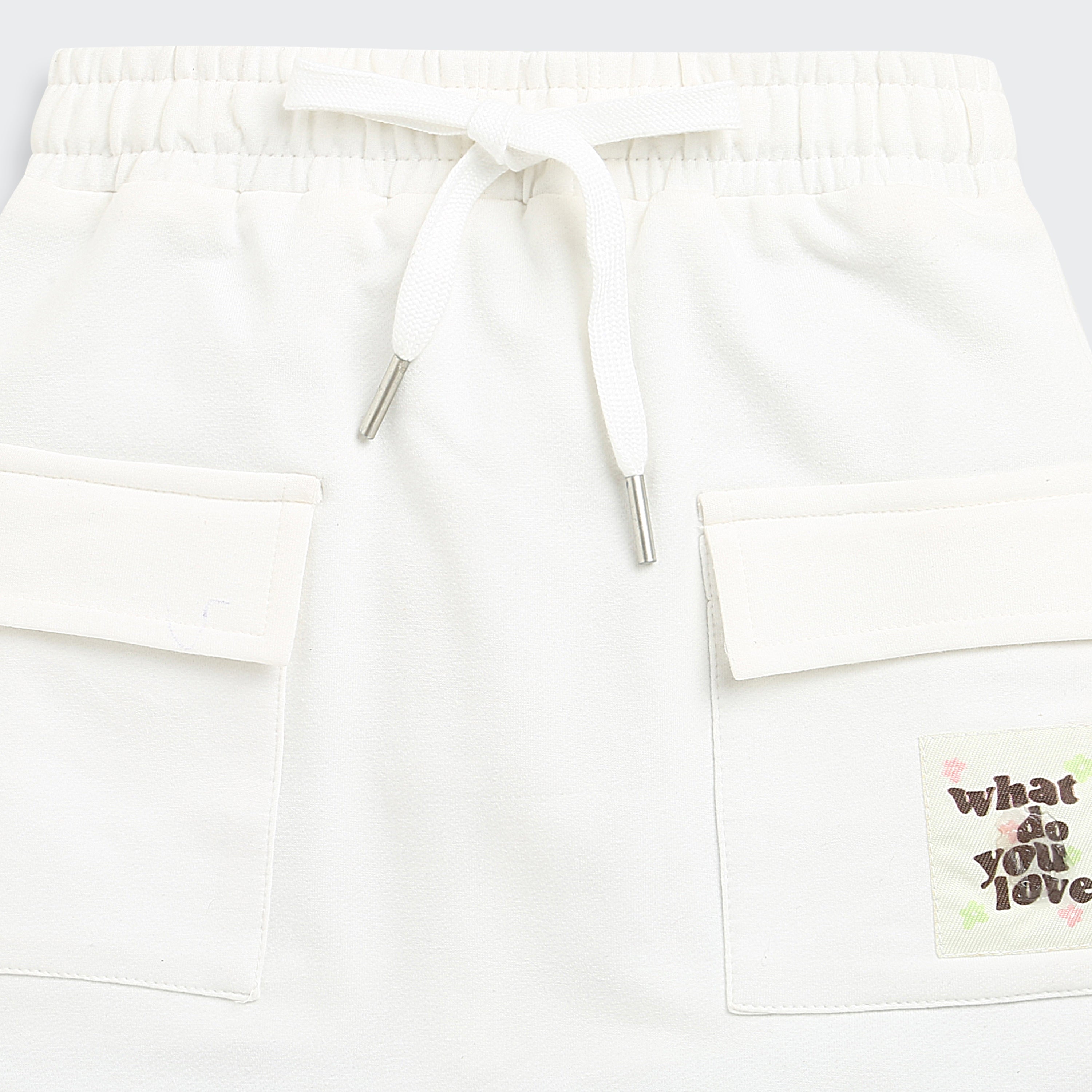 White Skirt with Drawstring Waist S901