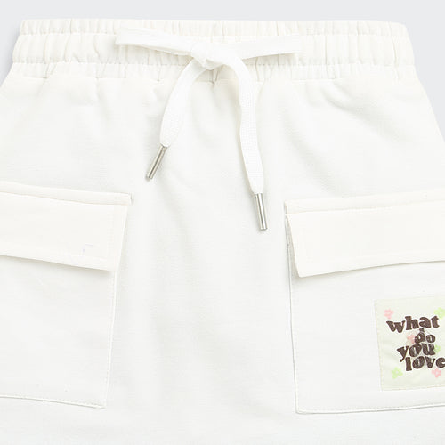 White Skirt with Drawstring Waist S901