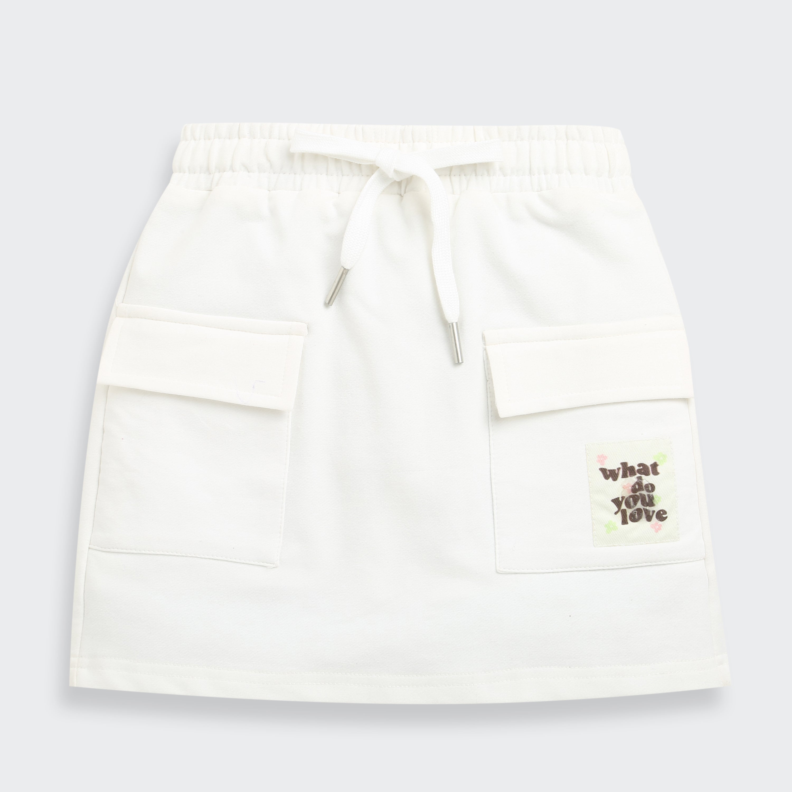 White Skirt with Drawstring Waist S901