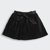 Black Pleated Skirt with Bow Belt for Girls S902