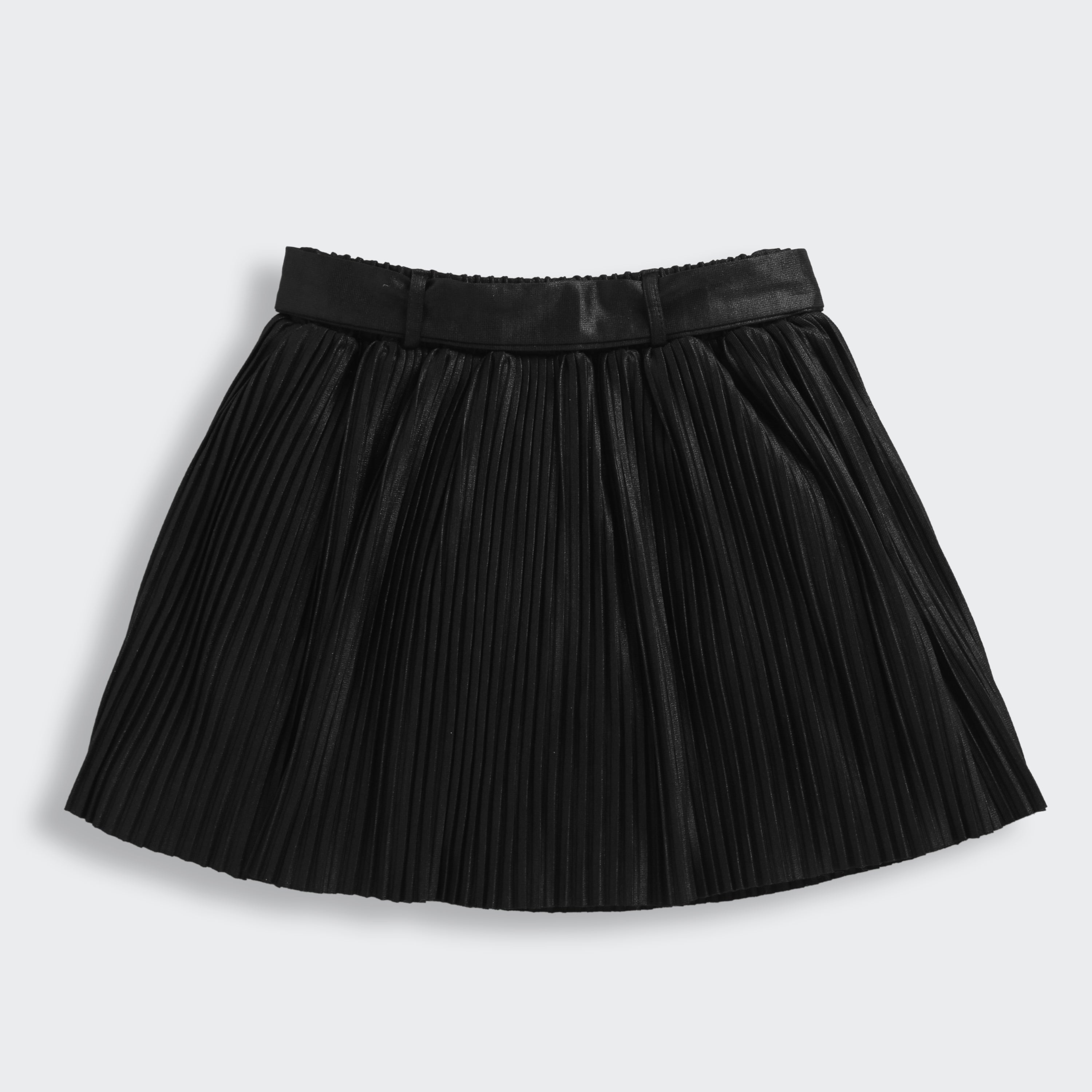Black Pleated Skirt with Bow Belt for Girls S902