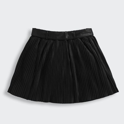 Black Pleated Skirt with Bow Belt for Girls S902
