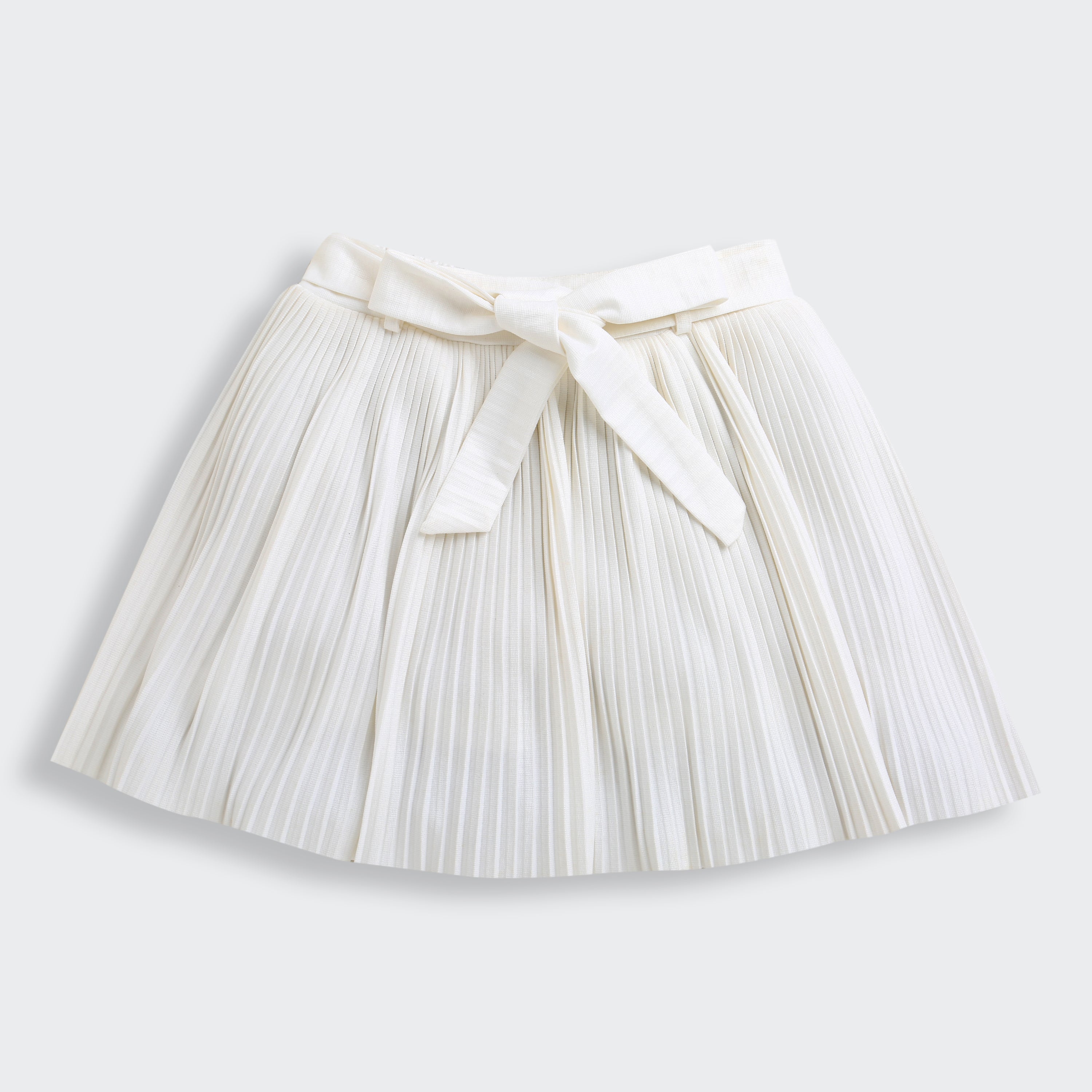 White Pleated Skirt with Bow Tie Waist for Girls S902