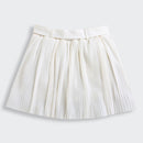 White Pleated Skirt with Bow Tie Waist for Girls S902