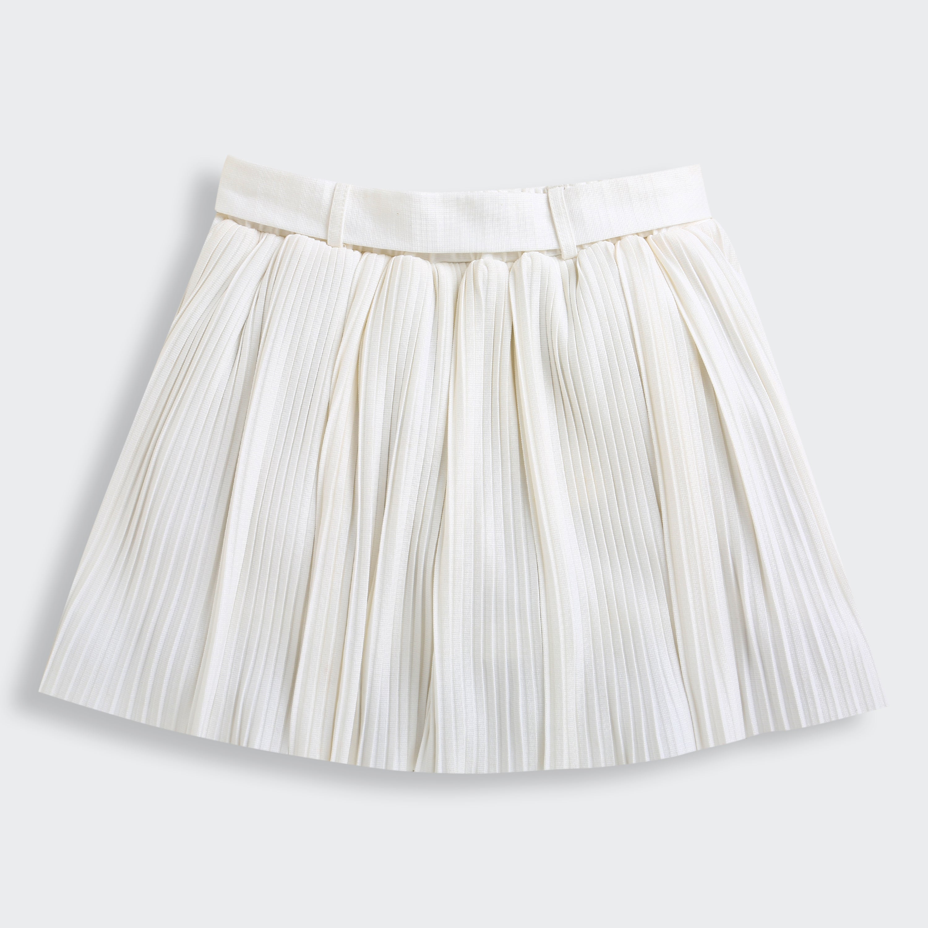 White Pleated Skirt with Bow Tie Waist for Girls S902