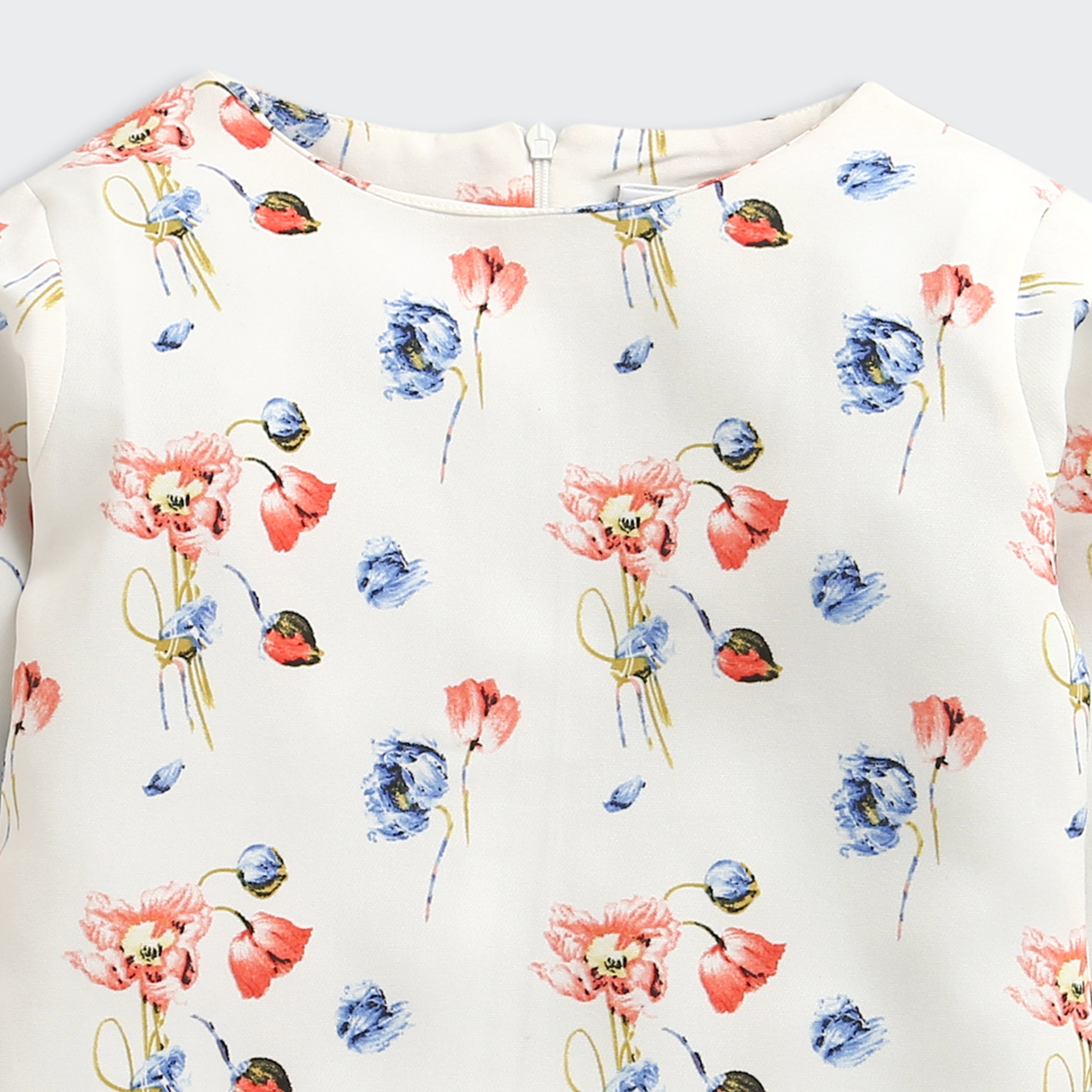 Tiny Girl Floral Co-Ord Set | Cream Printed Ruffle Sleeve Top & Wide-Leg Pants Outfit