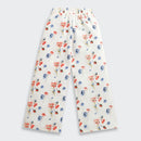 Cream Printed Ruffle Sleeve Top & Wide-Leg Pants SET1025