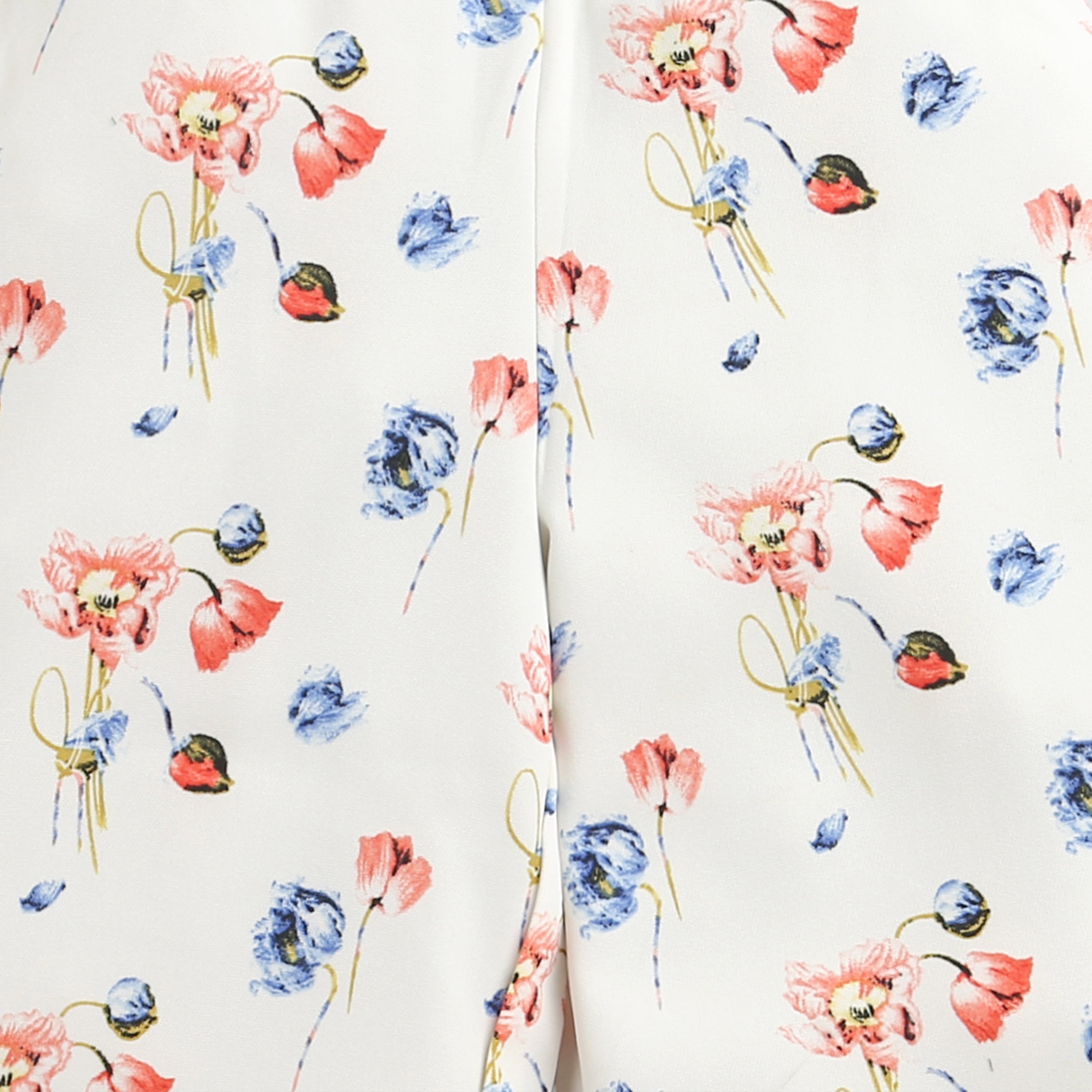Tiny Girl Floral Co-Ord Set | Cream Printed Ruffle Sleeve Top & Wide-Leg Pants Outfit