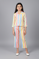 Multicolour Striped Printed Shirt & Pants Co-Ord Set 1031