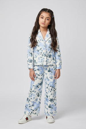 Powder Blue Floral Co-Ord Set 1031