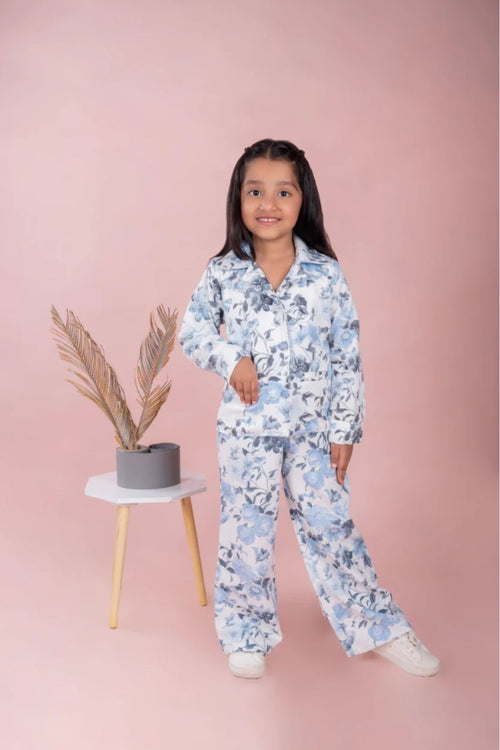 Powder Blue Floral Co-Ord Set 1031