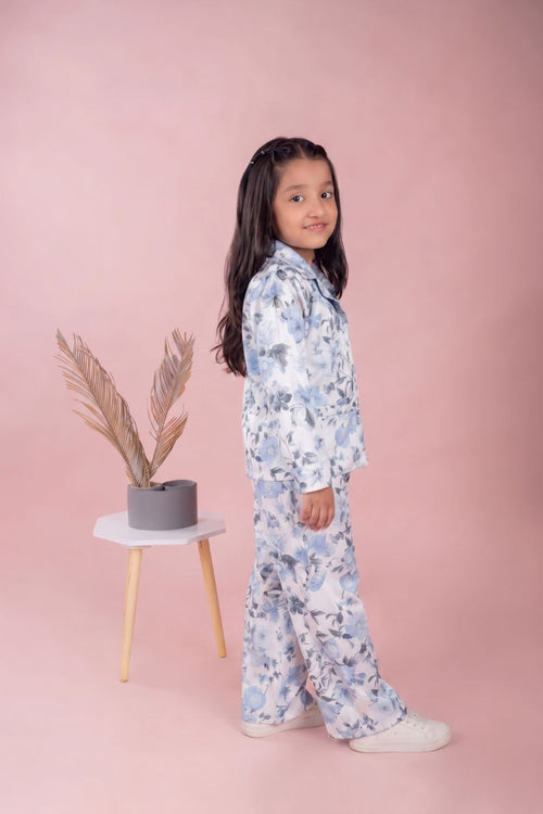 Powder Blue Floral Co-Ord Set 1031