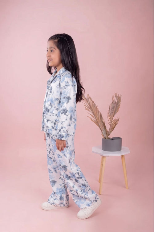 Powder Blue Floral Co-Ord Set 1031