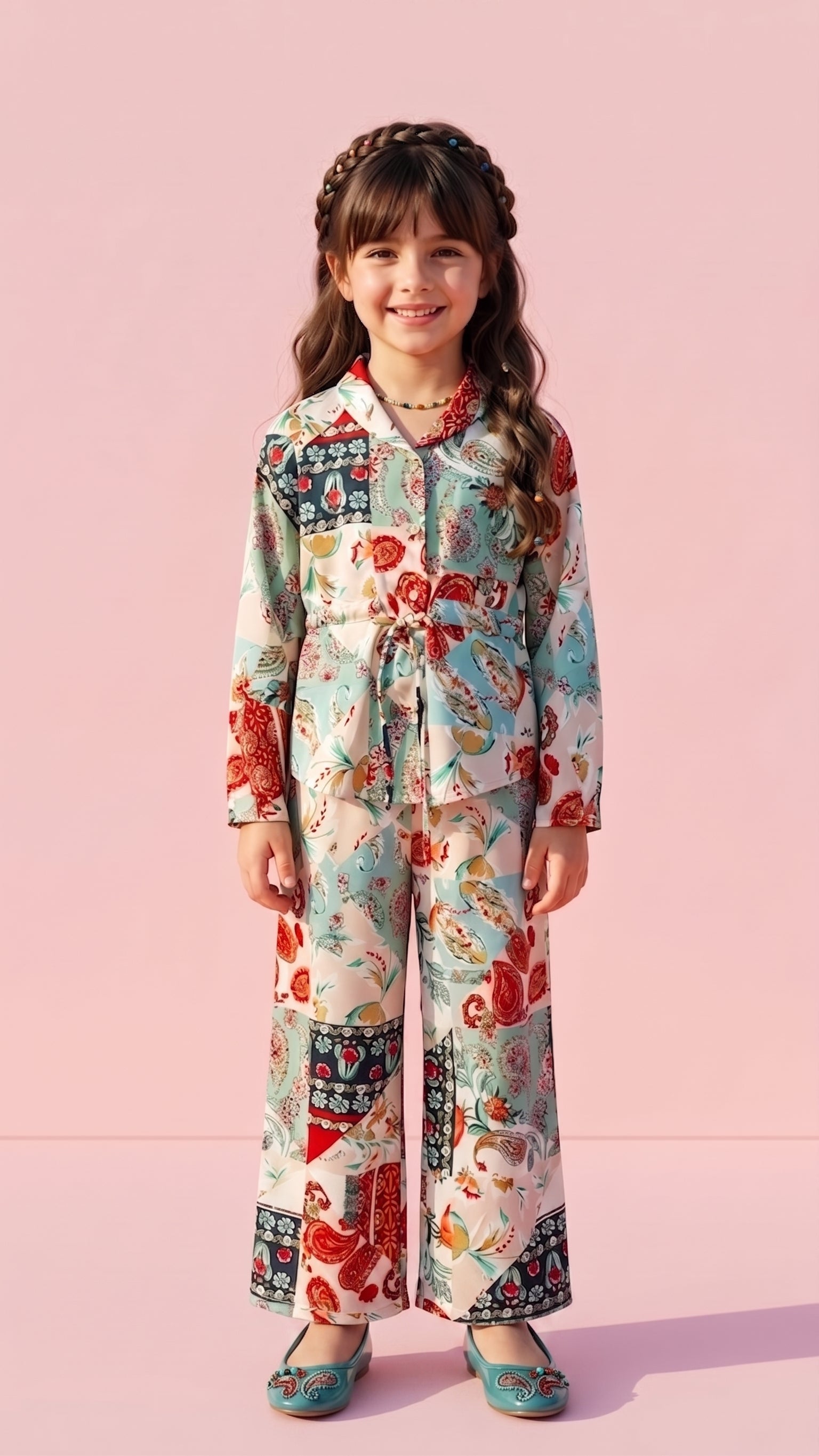 Peach Paisley Print Co-Ord Set 1061