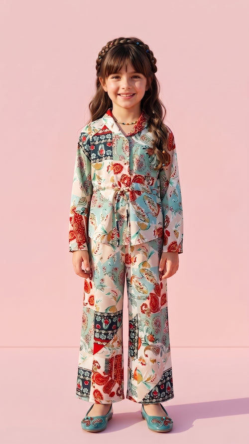 Peach Paisley Print Co-Ord Set 1061