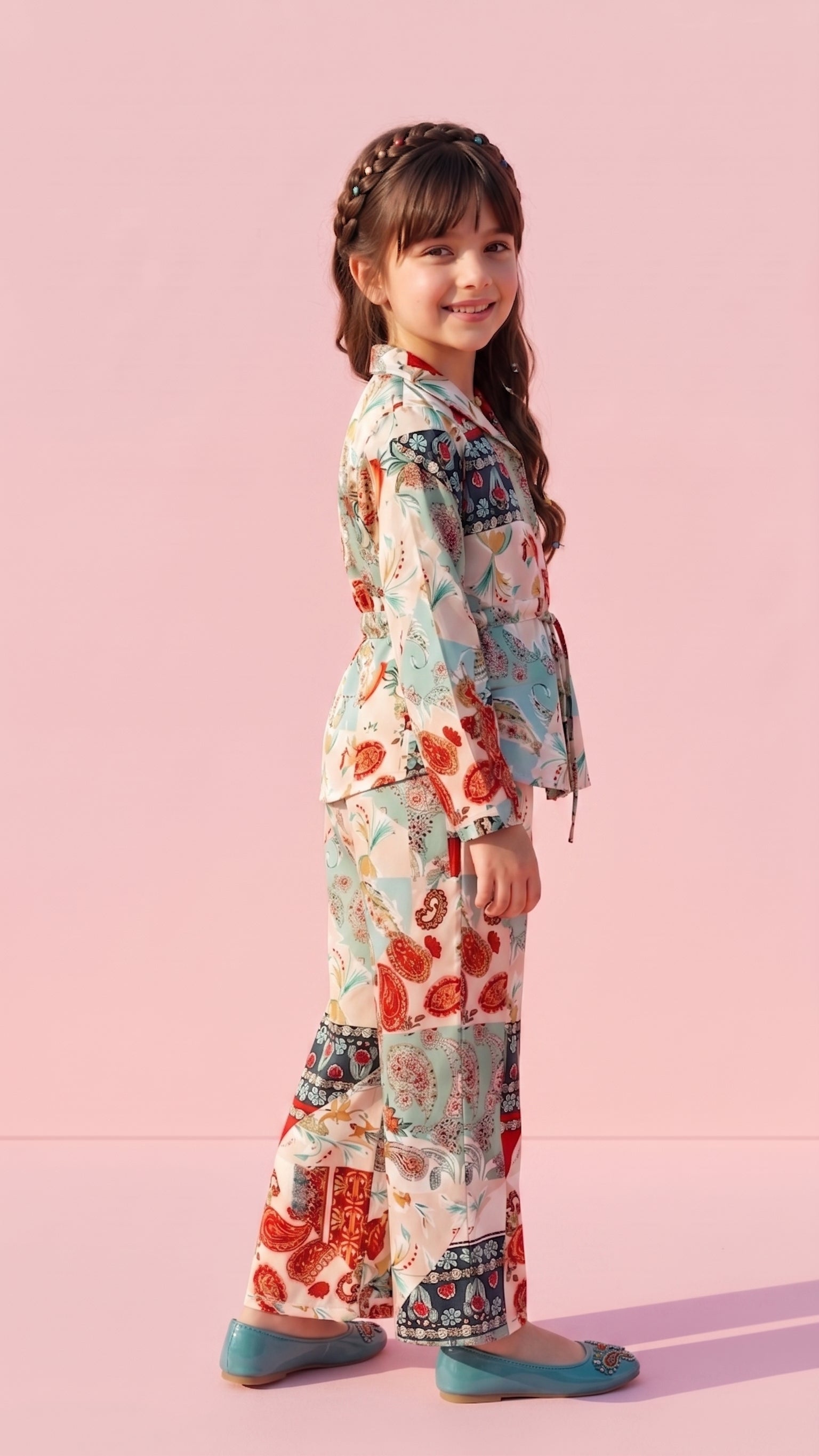 Peach Paisley Print Co-Ord Set 1061