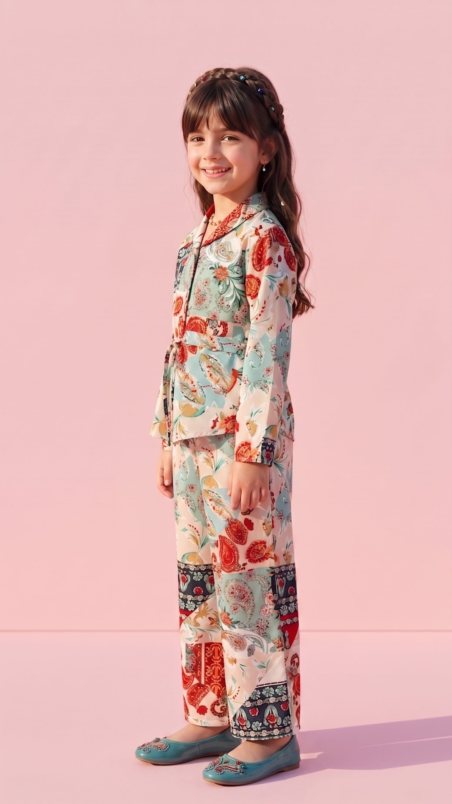 Peach Paisley Print Co-Ord Set 1061