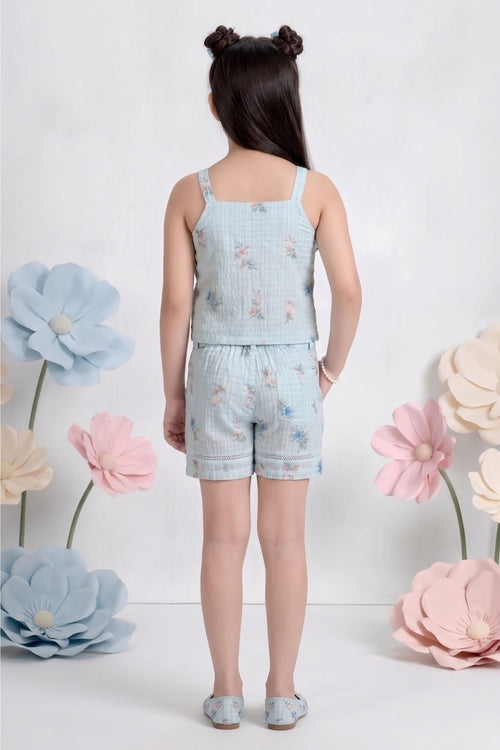 Powder Blue Floral Co-Ord Set 1075