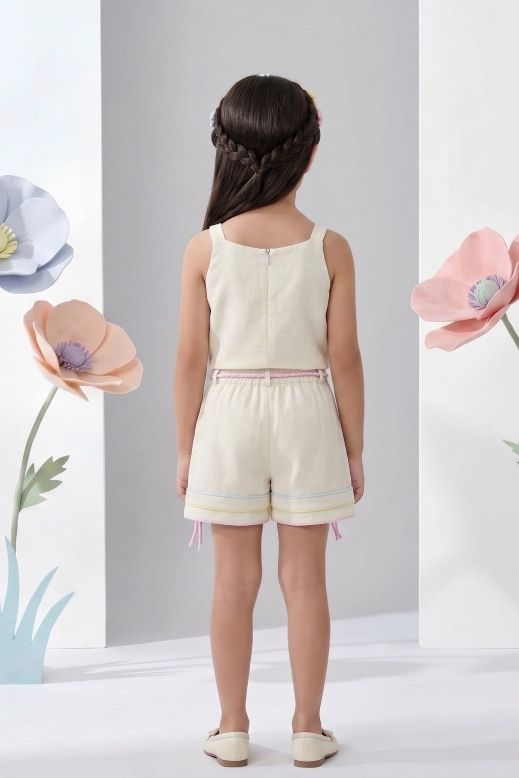Cream Pastel Detail Co-Ord Set 1081