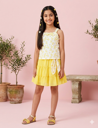 Yellow Floral Ruffle Co-Ord Set 1088