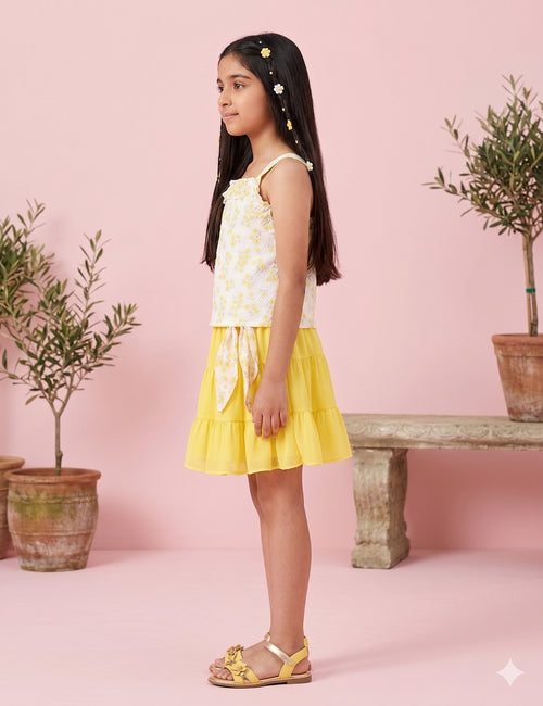 Yellow Floral Ruffle Co-Ord Set 1088
