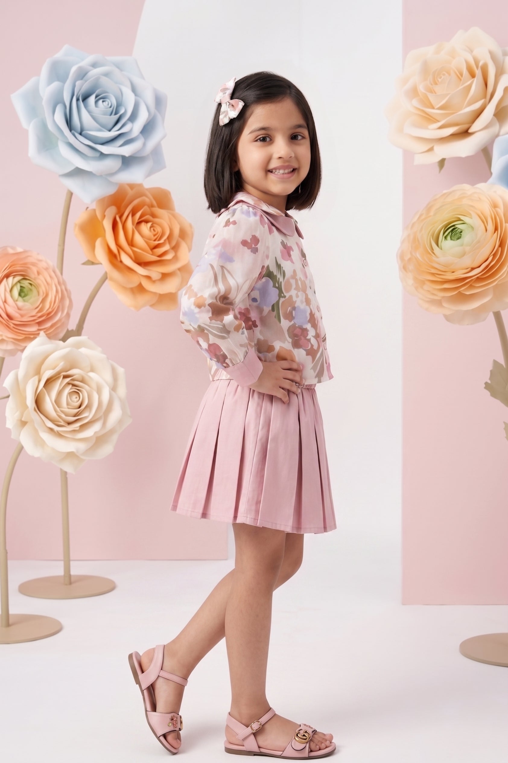 Floral Top & Pleated Skirt Co-ord SET2064