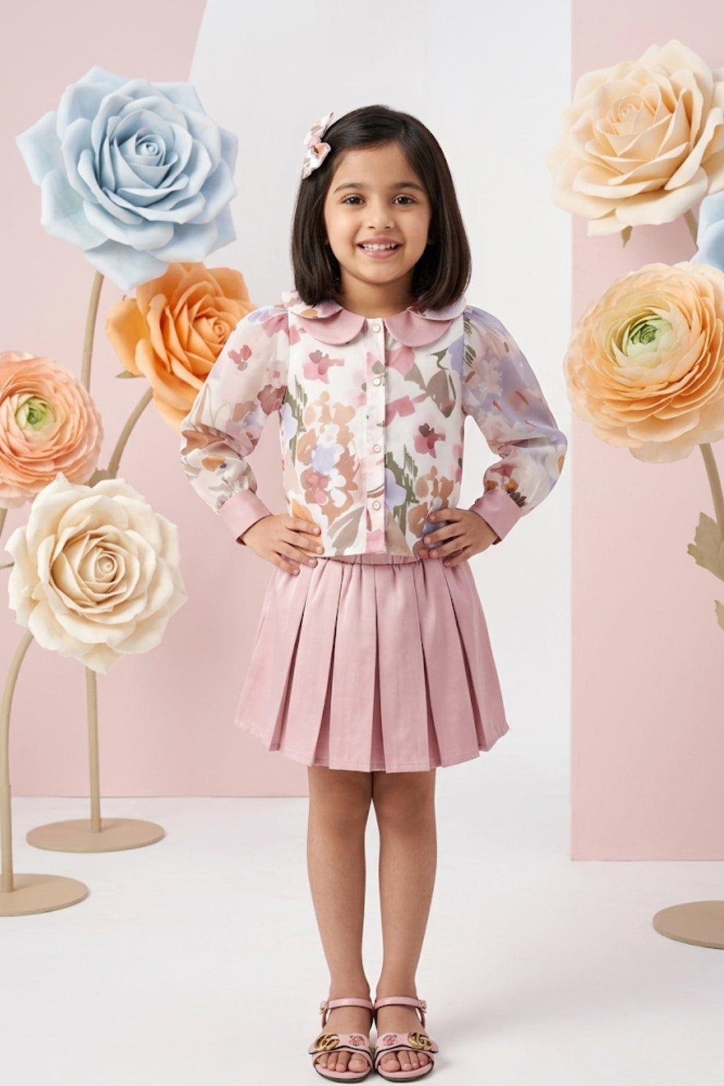 Floral Top & Pleated Skirt Co-ord SET2064
