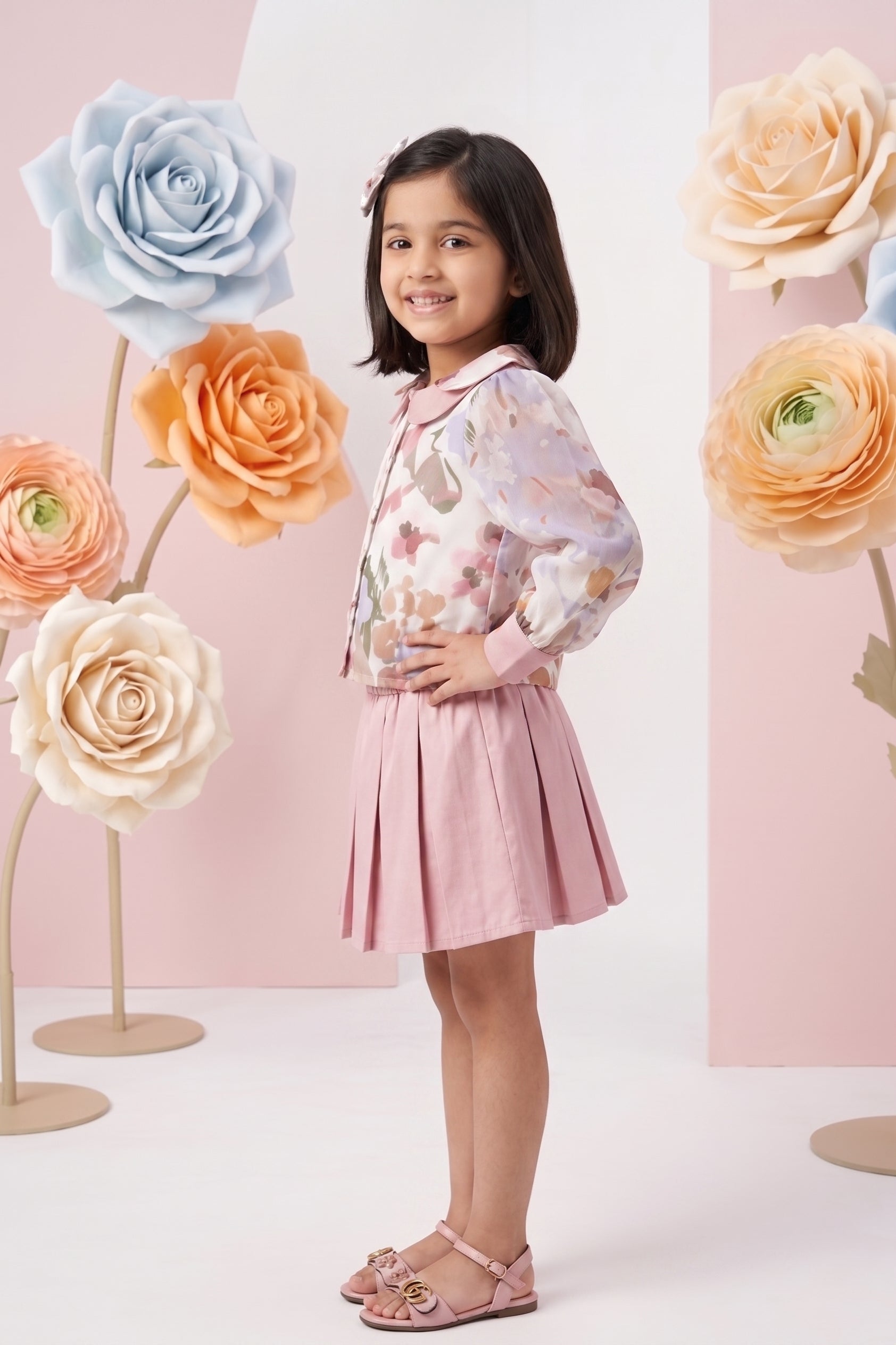 Floral Top & Pleated Skirt Co-ord SET2064