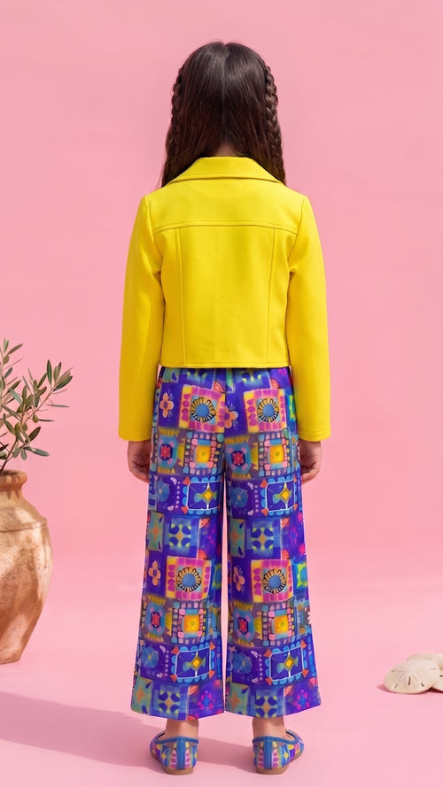 Yellow Jacket & Printed Palazzo Set 2065