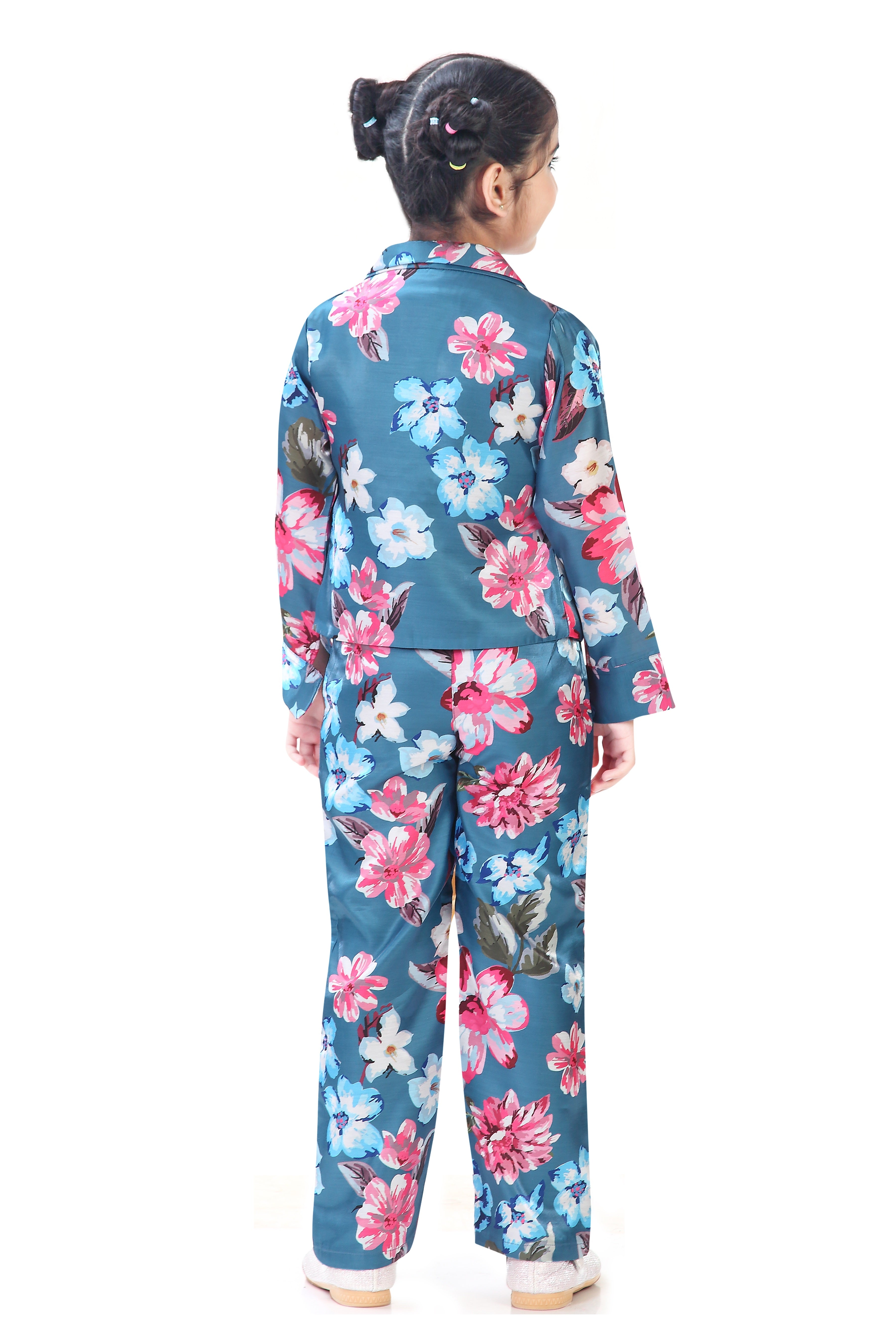 Girls Blue Floral Co-Ord Set