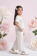 Girls Cream Linen Co-ord Set 2083