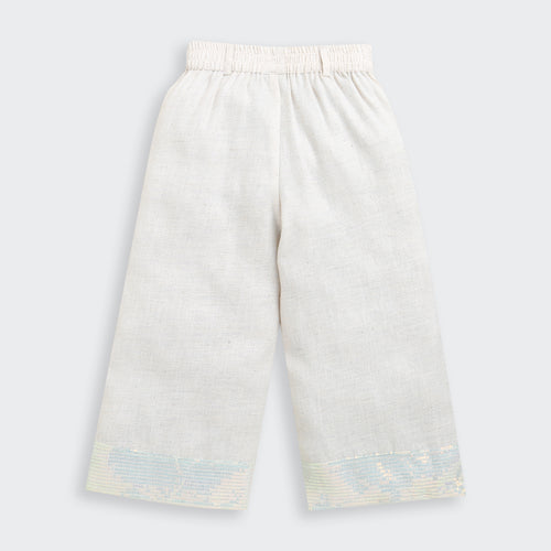 Girls Cream Linen Co-ord Set 2083