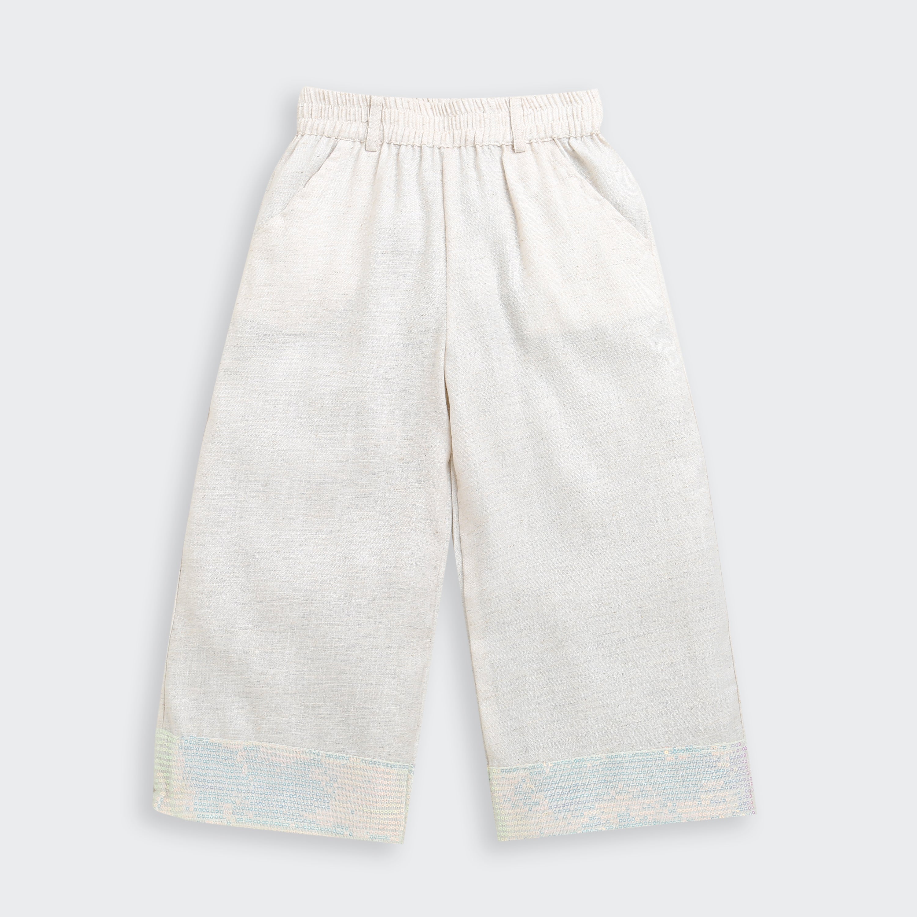 Girls Cream Linen Co-ord Set 2083