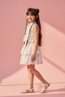 Pink Floral Sleeveless Co-Ord Set with Tiered Skirt SET3114