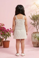 Girls Beige Stripe Top & Shorts Set 3119