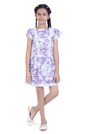 Girls Lavender Floral Printed Dress