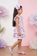 Girls Lavender Floral Printed Set 3124