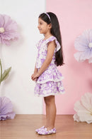 Girls Lavender Floral Printed Set 3124