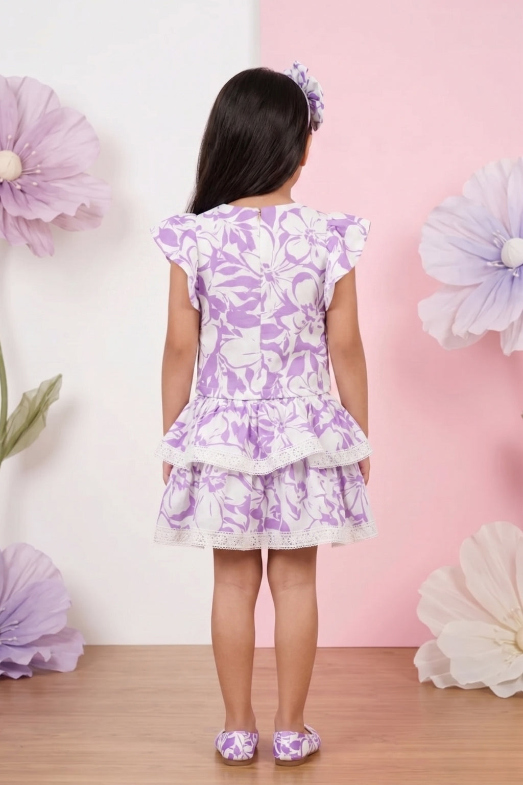 Girls Lavender Floral Printed Set 3124