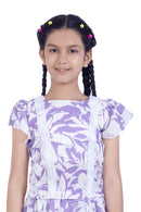 Girls Lavender Floral Printed Dress