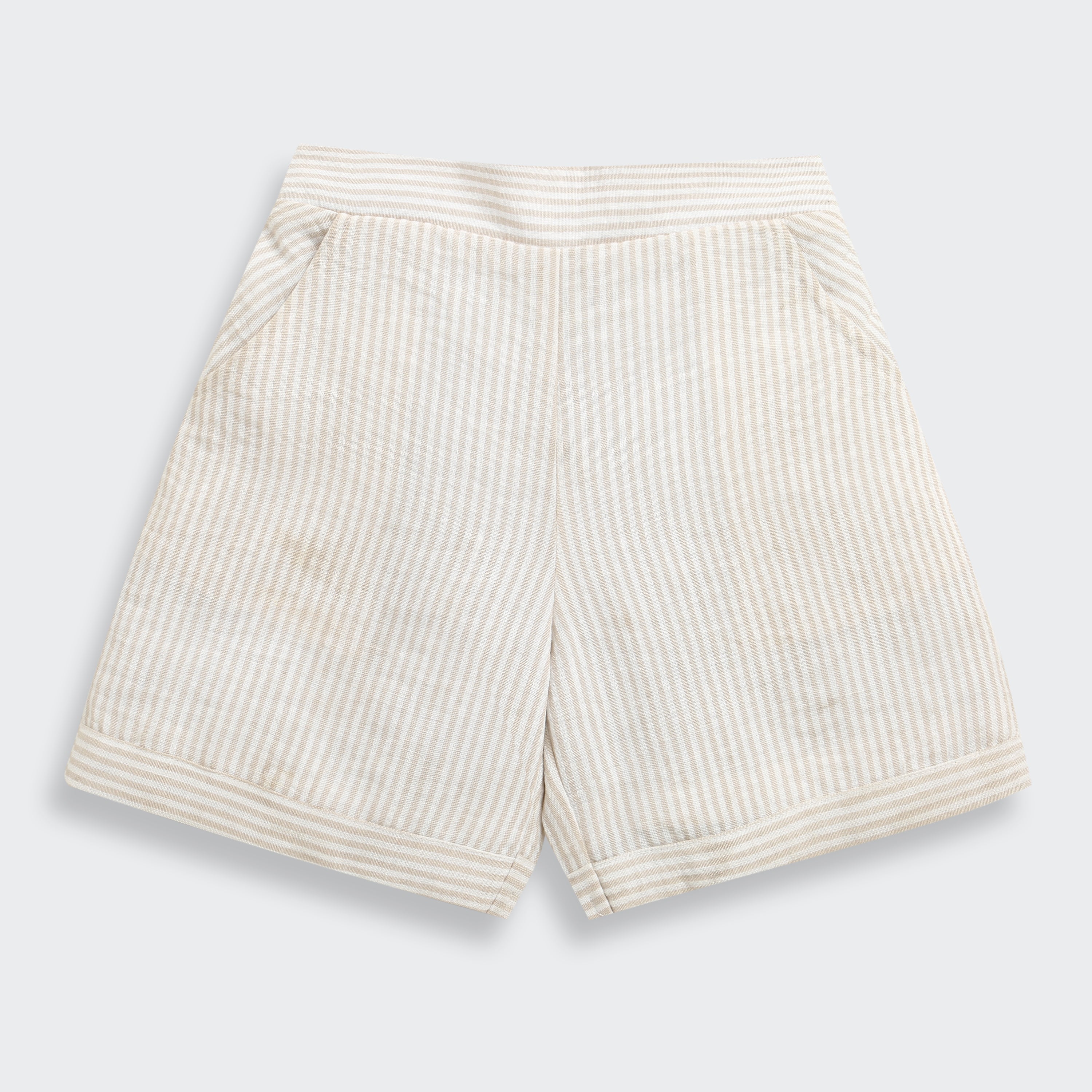 Girls Beige Textured Summer Co-ord Set