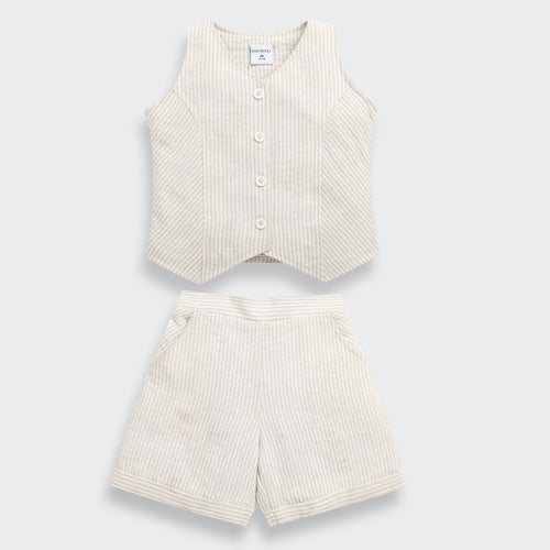 Sand Stripe Waistcoat & Shorts Set 3130