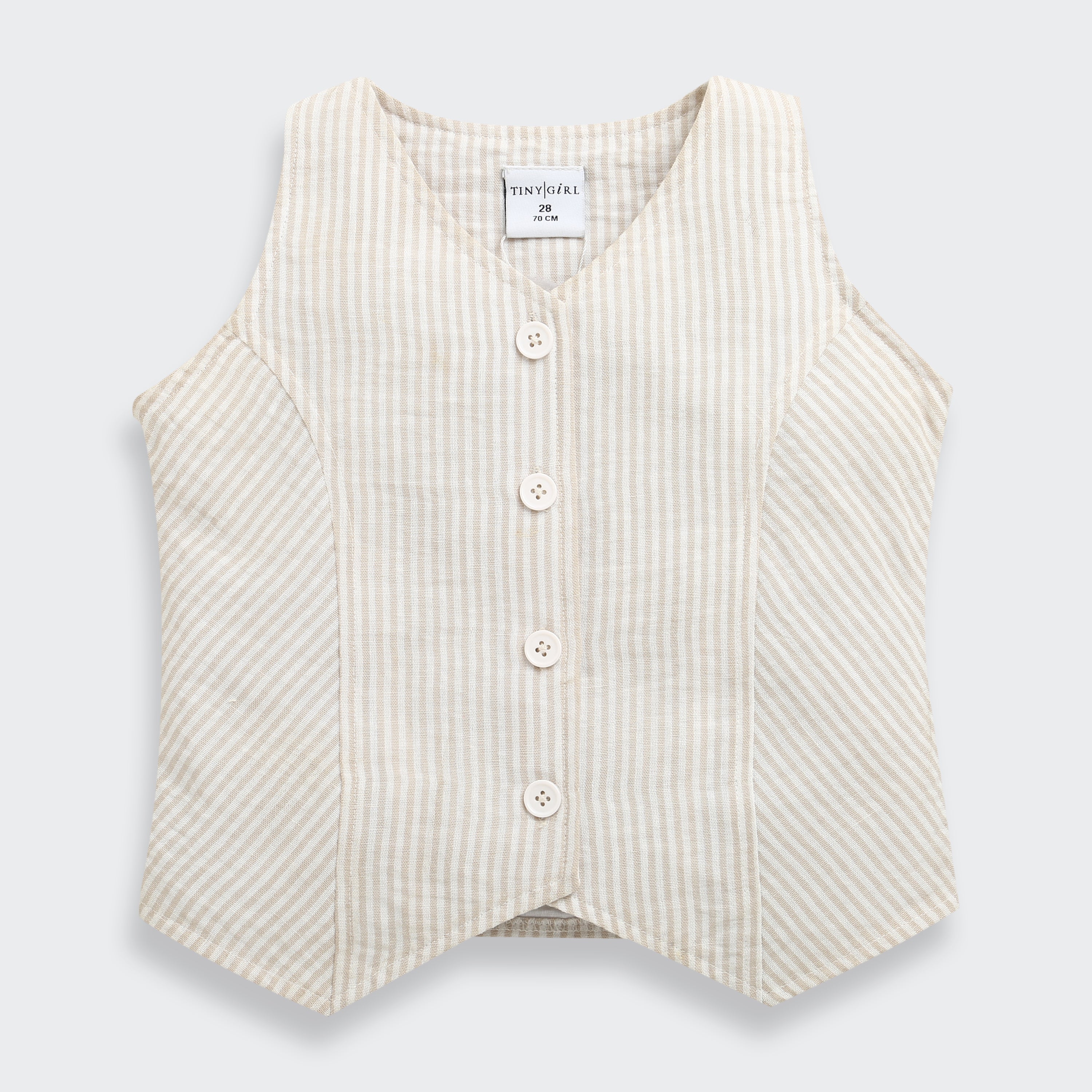 Girls Beige Textured Summer Co-ord Set