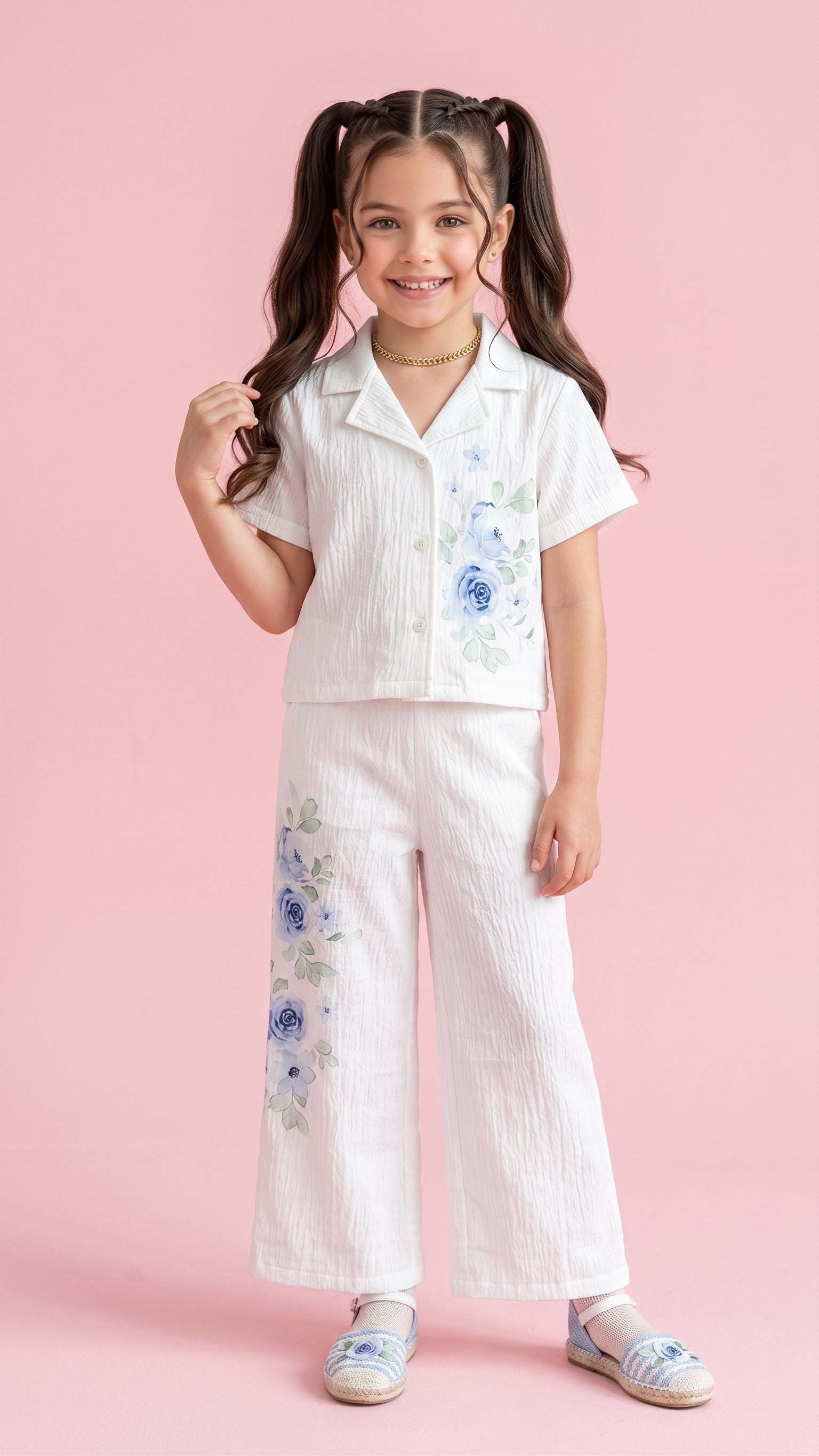White Embroidered Shirt & Pants Set 3138