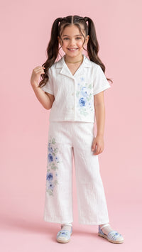 White Embroidered Shirt & Pants Set 3138