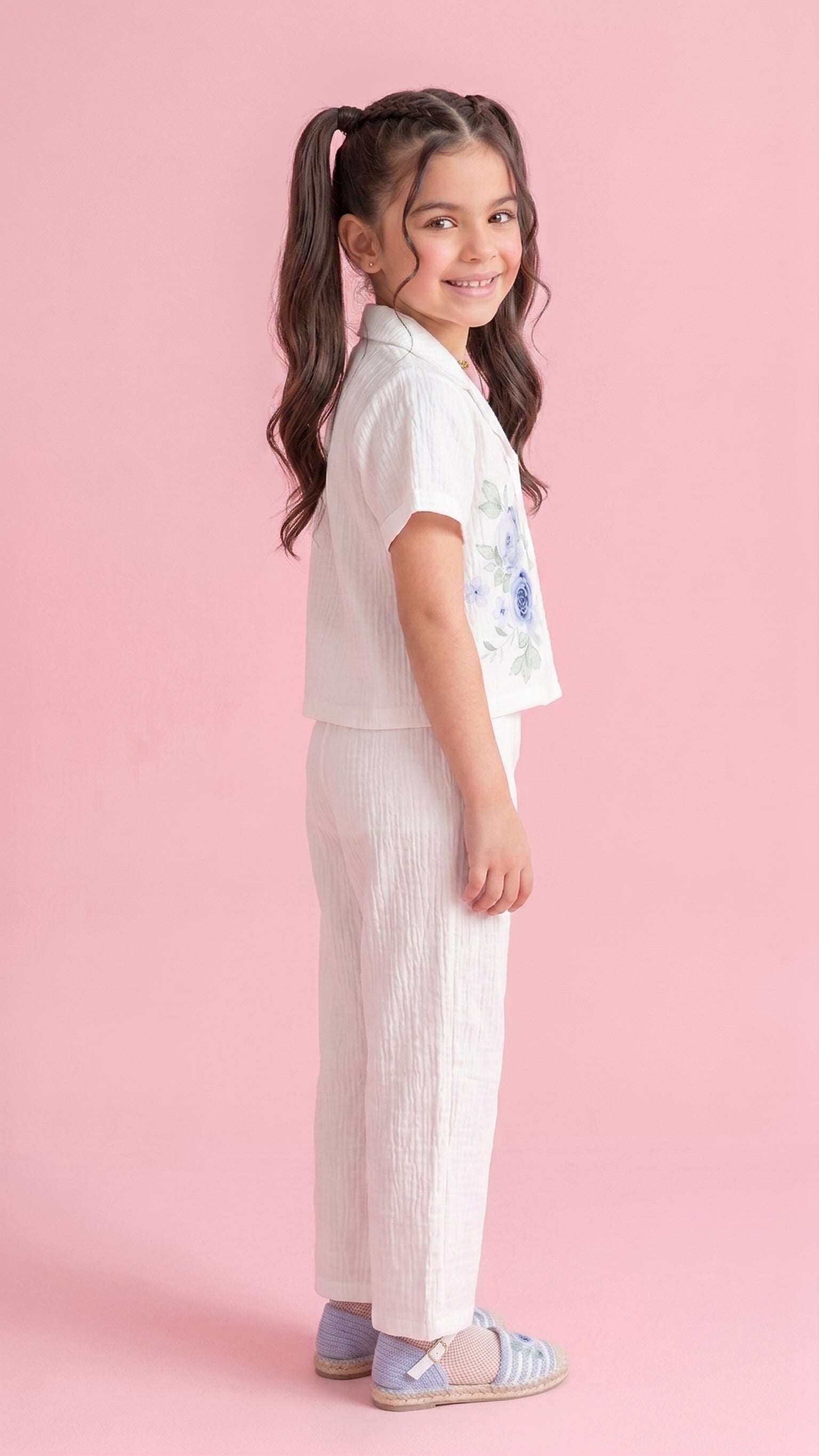 White Embroidered Shirt & Pants Set 3138