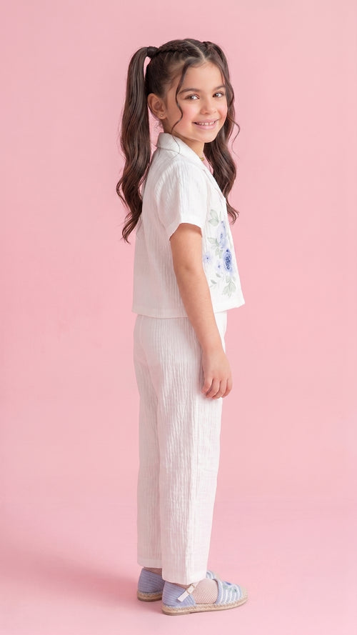 White Embroidered Shirt & Pants Set 3138