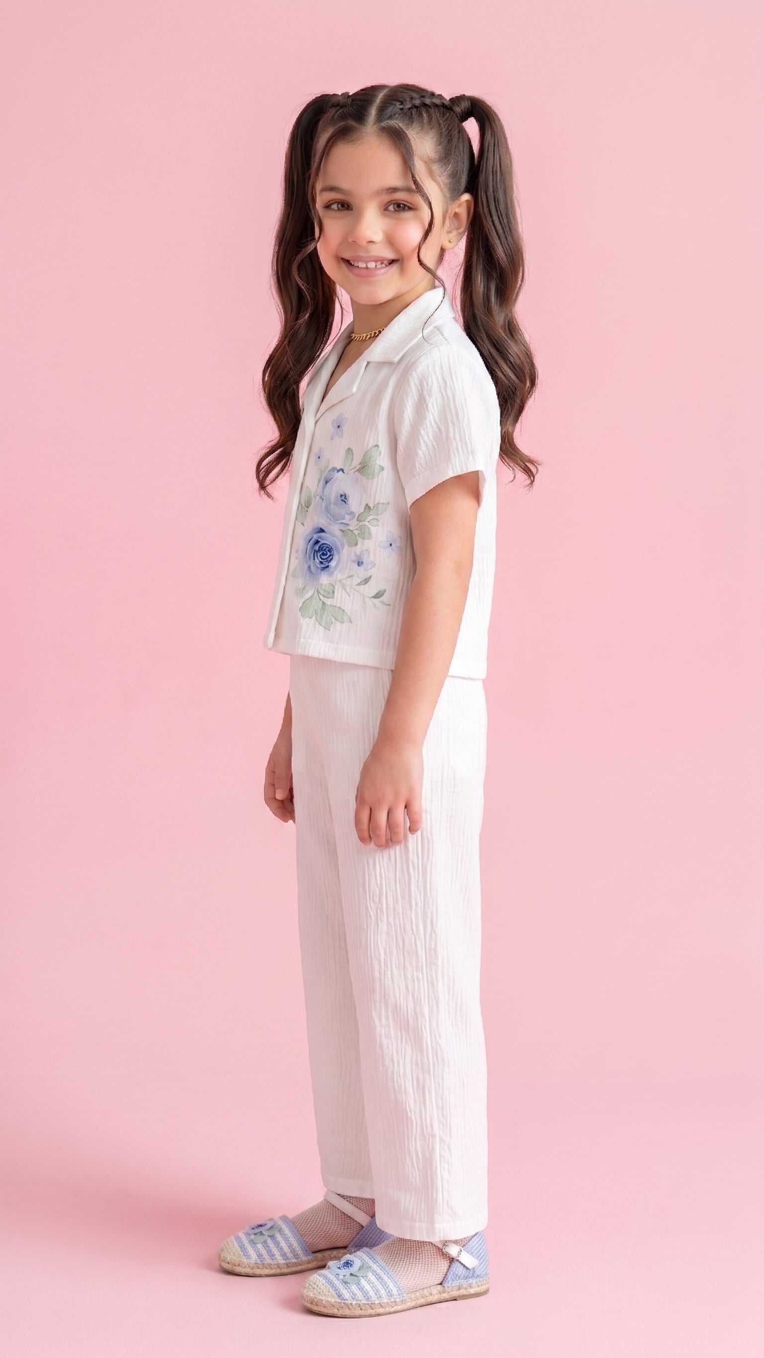 White Embroidered Shirt & Pants Set 3138