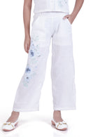 Girls White Embroidered Shirt & Pants Set