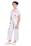 Girls Cream Floral Embroidered Co-ord Set